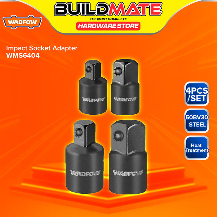 BUILDMATE Wadfow 4pcs Impact Socket Adapter Set Cr-V Impact Driver Converter Square Drive Reducer Extension Repair Tool Kit WMS6404 - WHT
