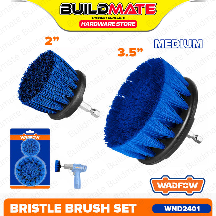 BUILDMATE Wadfow 2pcs Soft , Medium & Hard Bristle Brush Set 1/4" Inch Hex Shank Cleaning Brush Cleaner Kit SOLD PER SET - WHT