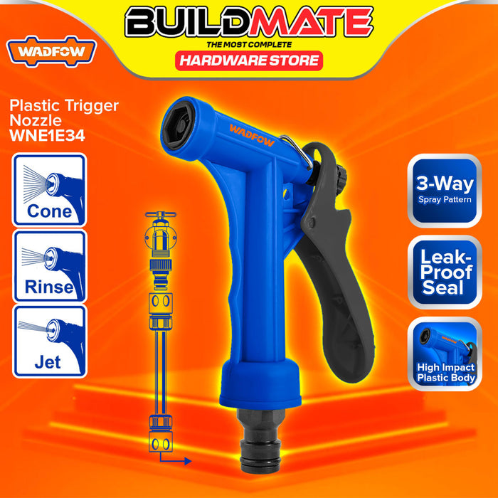 BUILDMATE Wadfow Plastic Trigger Spray Nozzle 3-Way/ 9-Way Adjustable Spray Pattern with Flow Control Hand Spray Watering Nozzle SOLD PER PIECE - WHT