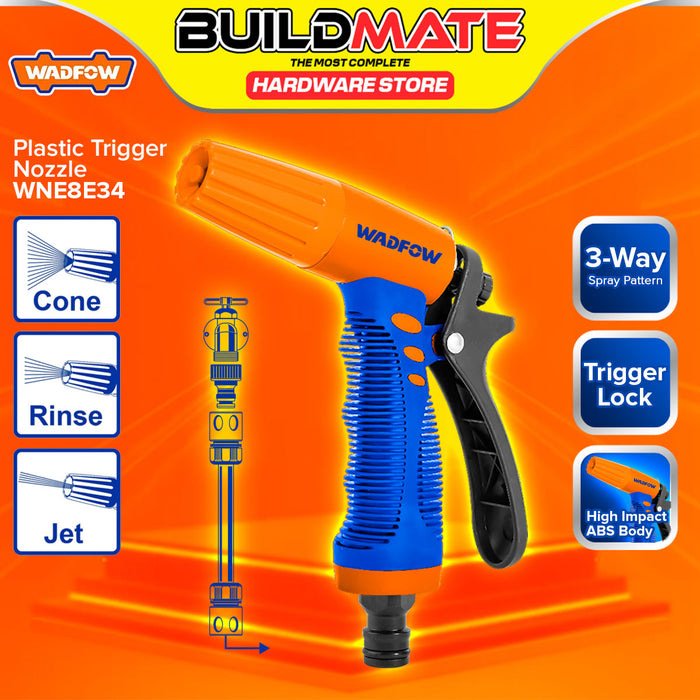 BUILDMATE Wadfow Plastic Trigger Spray Nozzle 3-Way/ 9-Way Adjustable Spray Pattern with Flow Control Hand Spray Watering Nozzle SOLD PER PIECE - WHT