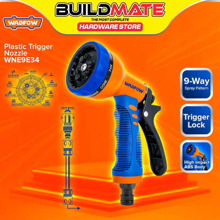 BUILDMATE Wadfow Plastic Trigger Spray Nozzle 3-Way/ 9-Way Adjustable Spray Pattern with Flow Control Hand Spray Watering Nozzle SOLD PER PIECE - WHT