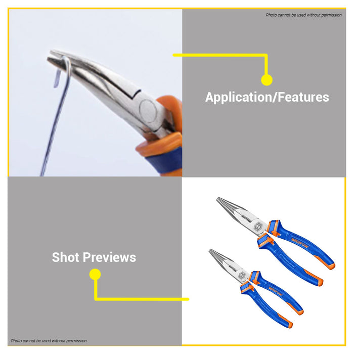 BUILDMATE Wadfow Bent Nose Pliers 160mm 6" 8" Inch Hand Tool for Beading Wire Wrapping DIY • WHT