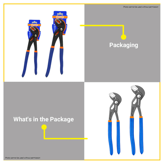 BUILDMATE Wadfow Water Pump Pliers 7" / 10" / 12" Tongue and Groove Channel Lock Pliers For Plumbing - WHT