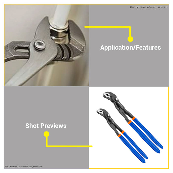 BUILDMATE Wadfow Water Pump Pliers 7" / 10" / 12" Tongue and Groove Channel Lock Pliers For Plumbing - WHT