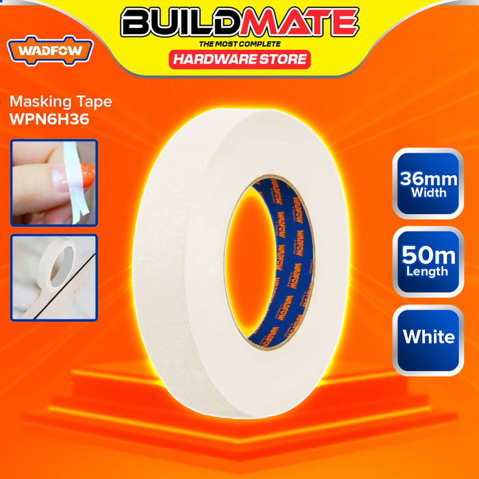 BUILDMATE Wadfow Masking Tape 12mm - 48mm Adhesive White Colored Tape For Painting and General Masking Applications SOLD PER PIECE - WHT