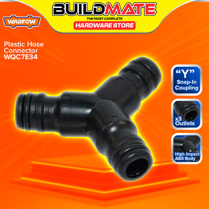 BUILDMATE Wadfow Plastic Hose Connector 2 Way / "Y" Snap-In / 3/4" Tap High Impact ABS Body Water Hose Fitting Adapter Joiner SOLD PER PIECE - WHT