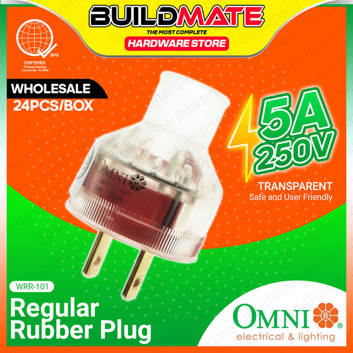 [WHOLESALE] BUILDMATE Omni 24PCS/BOX Transparent Regular Rubber Plug 5A 250V Heavy Quality Rubberized Electrical Power Plug WRR-101