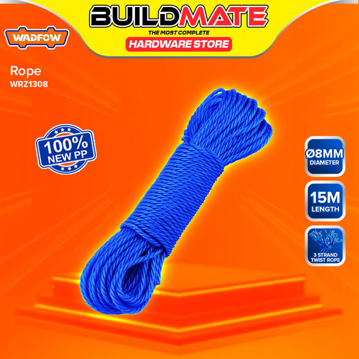 BUILDMATE Wadfow PP Monofilament Twist Rope 15-30M Heavy Duty 3-Stand Braided Twisted Nylon Laid Rope for Dragging and Lifting - WHT