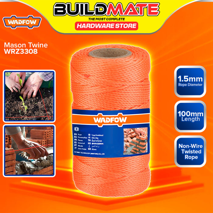 BUILDMATE Wadfow #18 Mason Twine 100mm Masonry Polypropylene None Wire Twisted Braided Orange Mason Line String WRZ3308 / WRZ3318 - WHT