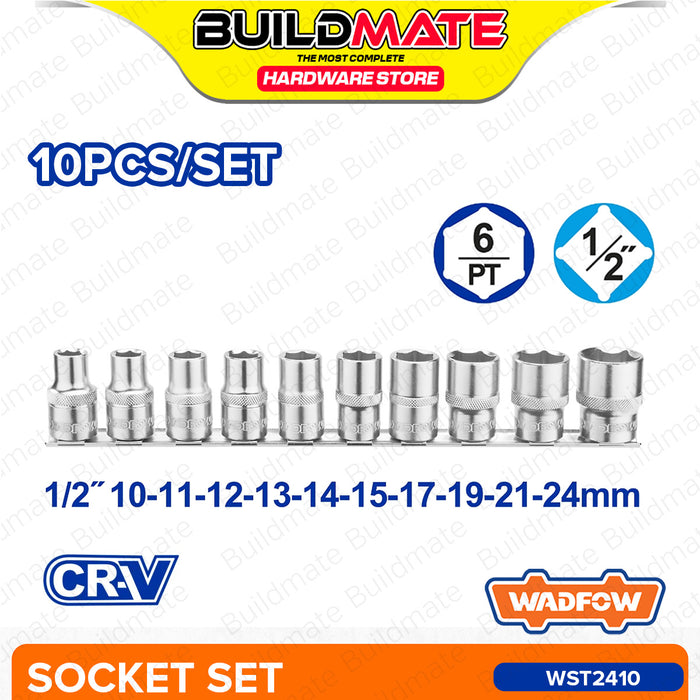 BUILDMATE Wadfow 10pcs / 12pcs Bit / Socket Set Drive Drill Wrench Adapter 1/4 Inch / 1/2 Inch Repair Hand Tools SOLD PER SET - WHT