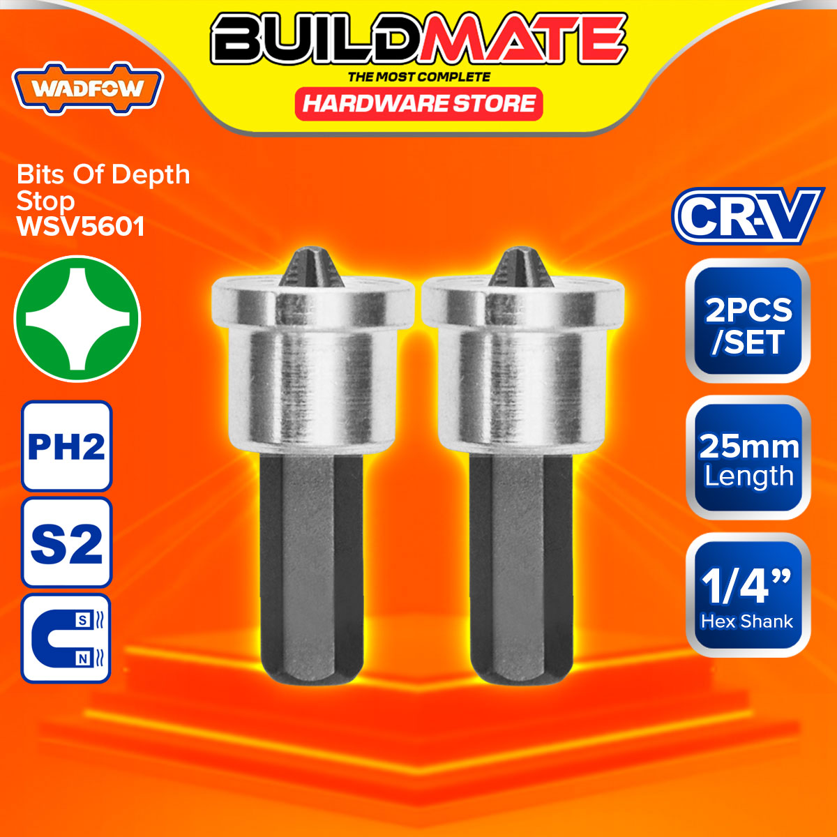 BUILDMATE Wadfow 2PCS/SET Bits of Depth Stop PH2 25mm / 50mm S2 Indust ...