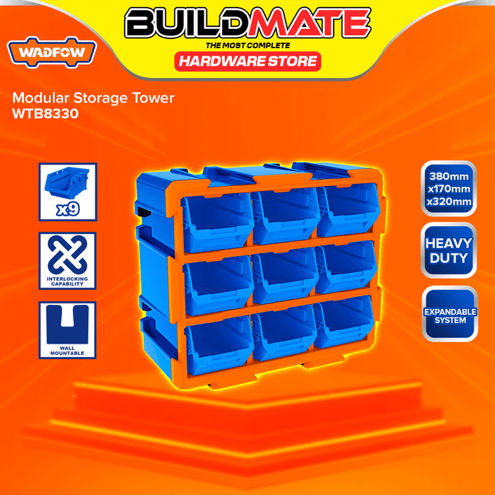 BUILDMATE Wadfow Modular Storage Tower 4pcs/6pcs Transparent Organizer / 9pcs Storage Bins Modular Tools Shelving Sorting Tool Box Container Set - WHT