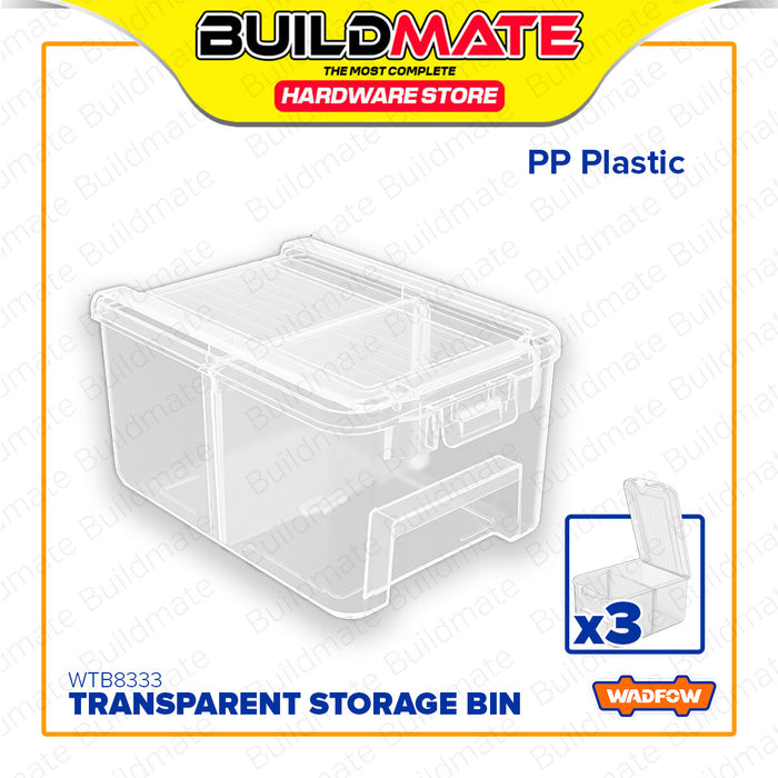 BUILDMATE Wadfow 3pcs Transparent Storage Bin Set 150x105x80mm Stackable Clear Plastic Organizer Containers Modular Sorting Boxes WTB8333 - WHT