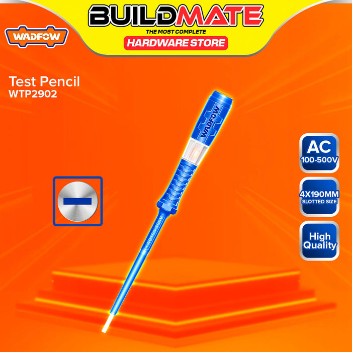 BUILDMATE Wadfow Test Pencil 4x190mm Electrical Slotted Voltage Indicator Tester Live Wire Detection Pen with Light Indicator - WHT