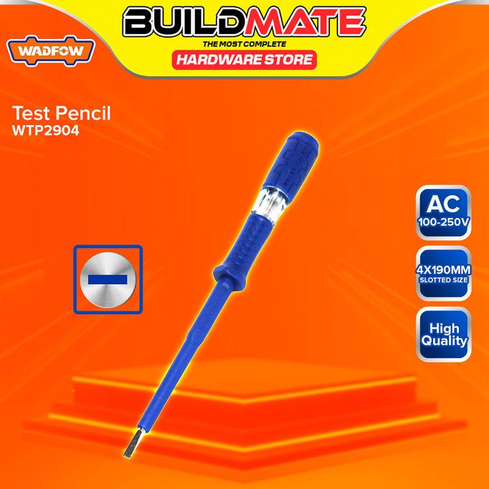 BUILDMATE Wadfow Test Pencil 4x190mm Electrical Slotted Voltage Indicator Tester Live Wire Detection Pen with Light Indicator - WHT