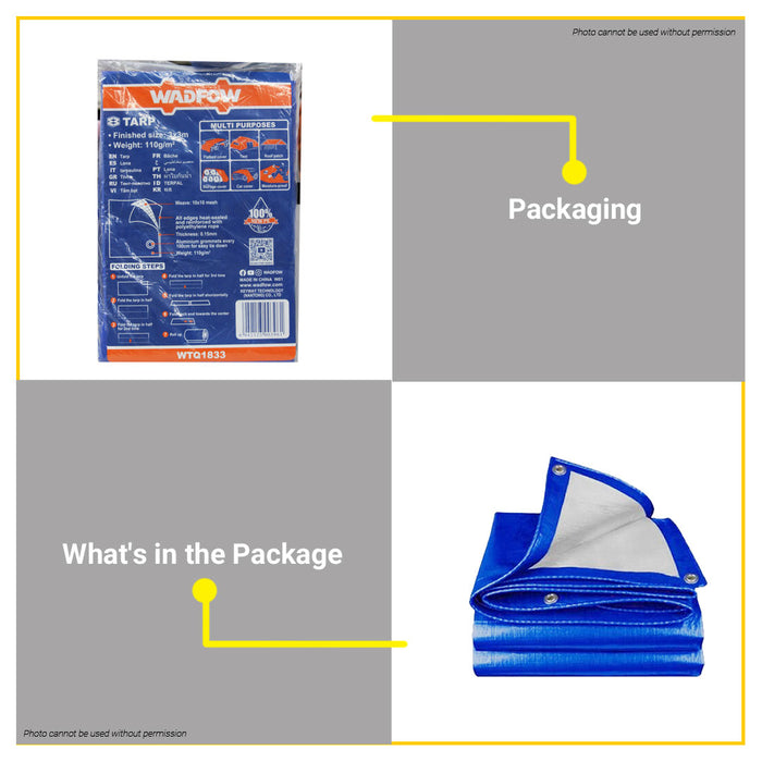 BUILDMATE Wadfow 3Mx3M Polyethylene Tarp with Eyelets Tolda Multi-Purpose Poly Tarpaulin WTQ1833 WHT