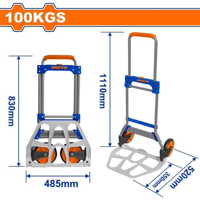 BUILDMATE Wadfow Foldable Hand Truck 60KG | 100KG Folding Trolley Shopping Push Cart with Wheels Multi-function Small Handling Household Dollies WWB9A06 | WWB9A10 • WHT