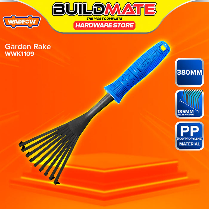 WADFOW Garden Rake 380MM Grass Rake Garden Leaf Rake Hand Rake Cleanin ...
