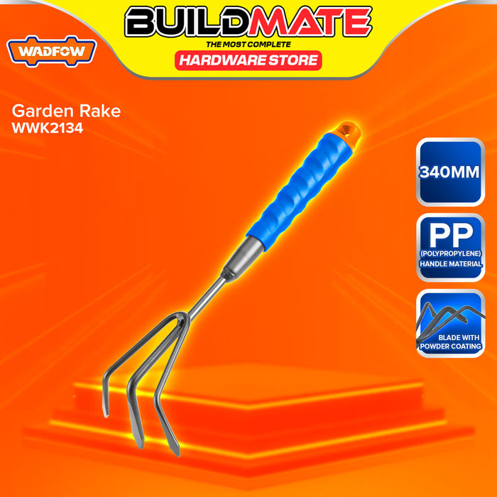 BUILDMATE Wadfow Mini Garden Rake 280mm/340mm Hand Garden Leaf Fork Comb Soil Tiller Compact Lawn Rakes Gardening Hand Tools - WHT