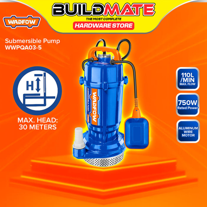 BUILDMATE Wadfow Submersible Pump 370W / 750W Aluminum Wire Clean Water Pump IPX8 with Thermal Protector WWPQA01-5 / WWPQA03-5 - WPT