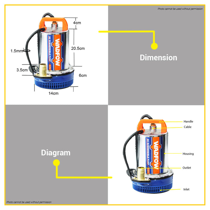 BUILDMATE Wadfow Submersible Pump 170W / 240W Cleaning Water Transfer Copper Wire Motor for Agriculture SOLD PER PIECE WWPQDC12 / WWPQDC24  - WCPT