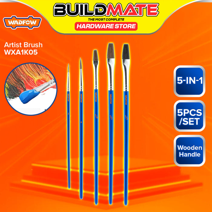 BUILDMATE Wadfow Artist Brush 5-in-1 / 10-in-1 Detailed Outlining Sketching Art Wooden Paint Brushes Kit Assorted Painting Brush Set - WHT