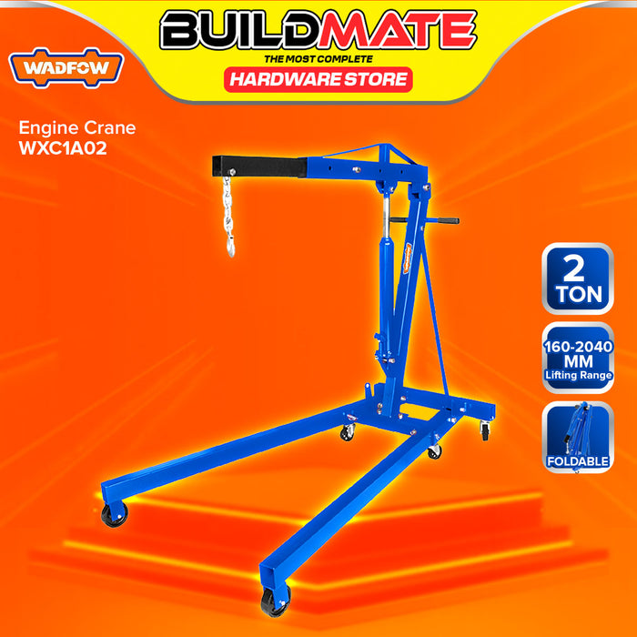 BUILDMATE Wadfow Foldable Engine Crane 1T / 2T Heavy Duty Folding Hydraulic Auto Mobile Engine Lifting Hoist Shop Crane WXC1A01 / WXC1A02 - WHT