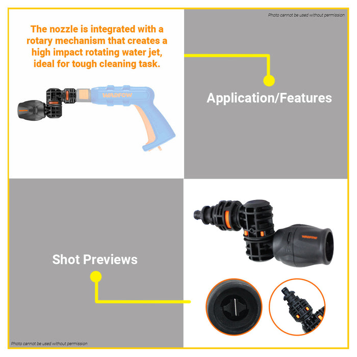 BUILDMATE Wadfow Integrated Rotary Nozzle 360° Rotating High Pressure Washer Spinning Jet Power Cleaning Spray Nozzle WXN1536 - WHT