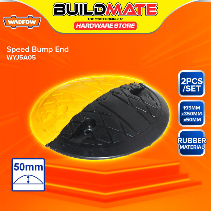 BUILDMATE Wadfow 2PCS/SET Speed Bump and End Cap 195mm / 1000mm Road Parking Street Rubber Traffic Safety Car Ramp Terminator Hump WYJ5A05 / WYJ5A10 - WHT