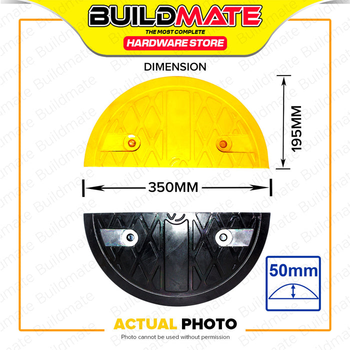 BUILDMATE Wadfow 2PCS/SET Speed Bump and End Cap 195mm / 1000mm Road Parking Street Rubber Traffic Safety Car Ramp Terminator Hump WYJ5A05 / WYJ5A10 - WHT
