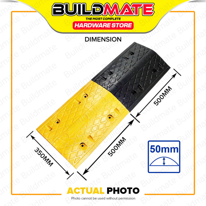 BUILDMATE Wadfow 2PCS/SET Speed Bump and End Cap 195mm / 1000mm Road Parking Street Rubber Traffic Safety Car Ramp Terminator Hump WYJ5A05 / WYJ5A10 - WHT