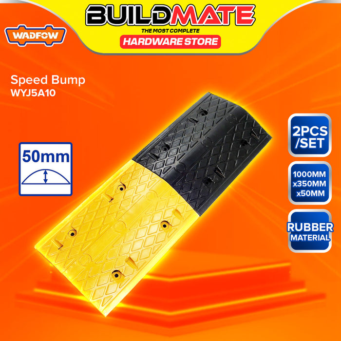 BUILDMATE Wadfow 2PCS/SET Speed Bump and End Cap 195mm / 1000mm Road Parking Street Rubber Traffic Safety Car Ramp Terminator Hump WYJ5A05 / WYJ5A10 - WHT