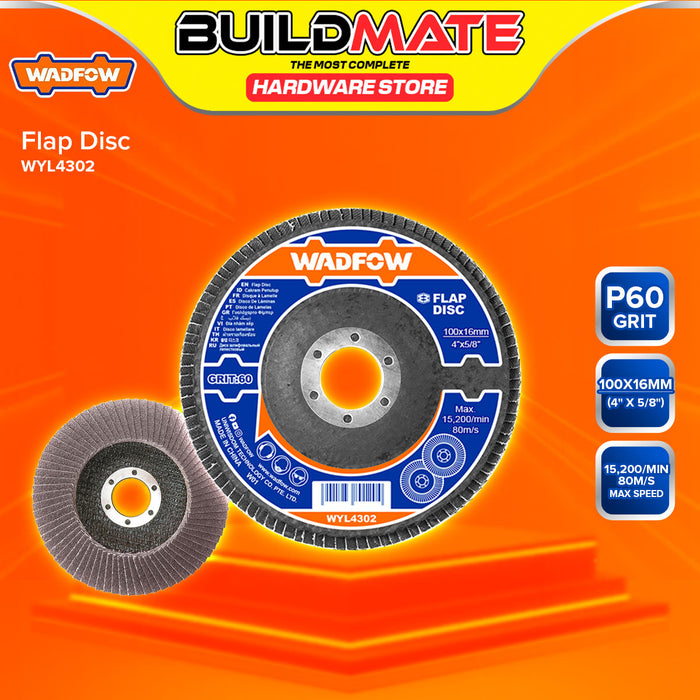 BUILDMATE Wadfow Flap Disc 100x16mm (4"x5/8") Abrasive Flap Sanding Wheel Disc for Grinding and Finishing SOLD PER PIECE WYL4302 / WYL4303 - WHT