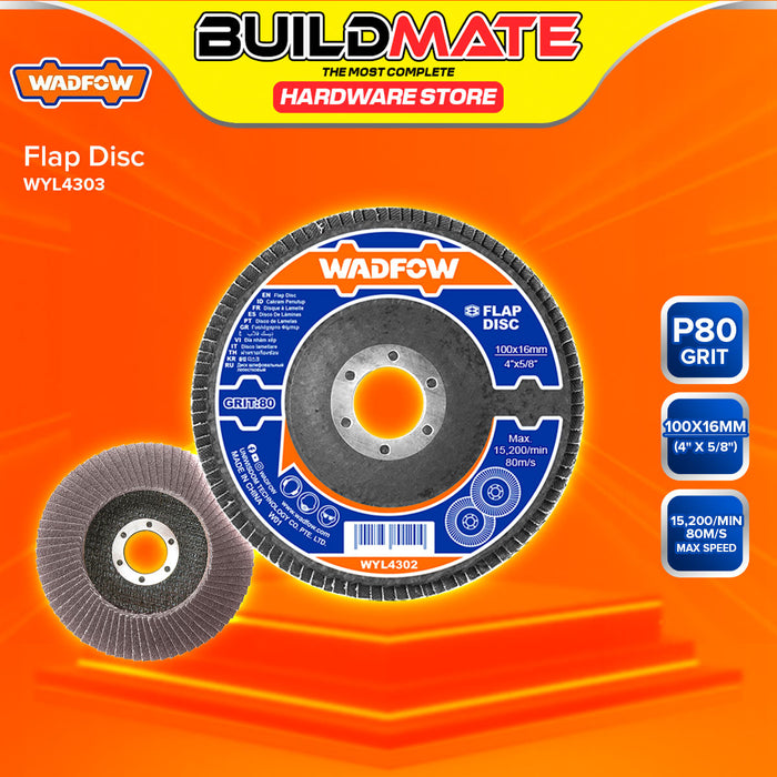 BUILDMATE Wadfow Flap Disc 100x16mm (4"x5/8") Abrasive Flap Sanding Wheel Disc for Grinding and Finishing SOLD PER PIECE WYL4302 / WYL4303 - WHT