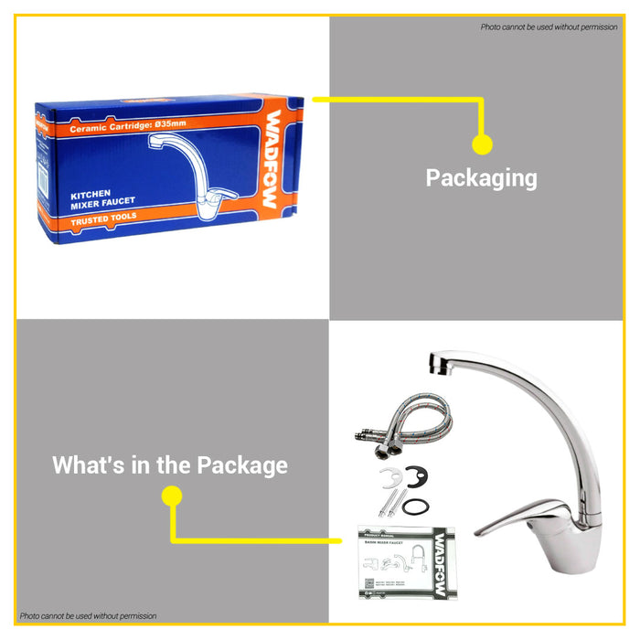 BUILDMATE Wadfow Kitchen Mixer Faucet Ø35mm Ceramic Cartridge Hot/Cold Single Spout Wash Basin Mixer Tap Kitchen Sink WZD1504 - WHT