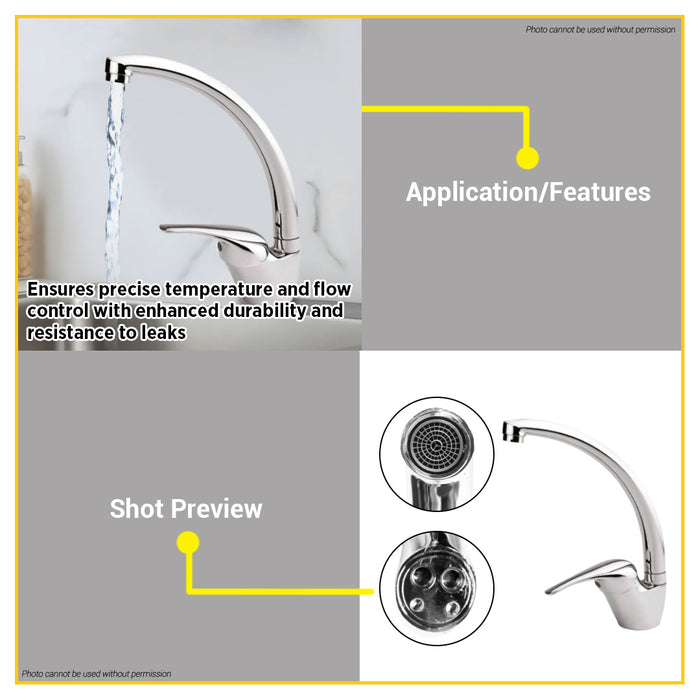 BUILDMATE Wadfow Kitchen Mixer Faucet Ø35mm Ceramic Cartridge Hot/Cold Single Spout Wash Basin Mixer Tap Kitchen Sink WZD1504 - WHT