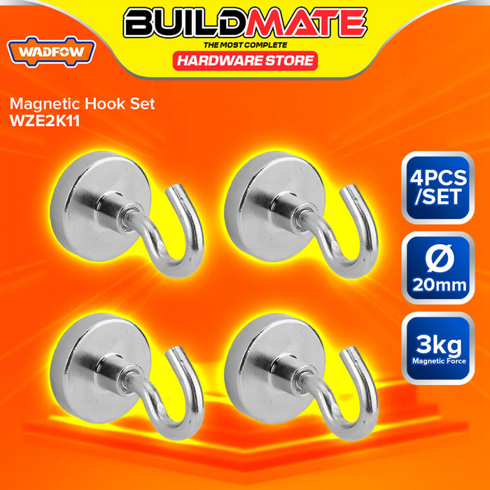 BUILDMATE Wadfow 2pcs / 4pcs Magnetic Hook Set Ø32mm / Ø20mm Magnetic Mount Hanging Hook Nickel Coated Magnetic Holder - WHT