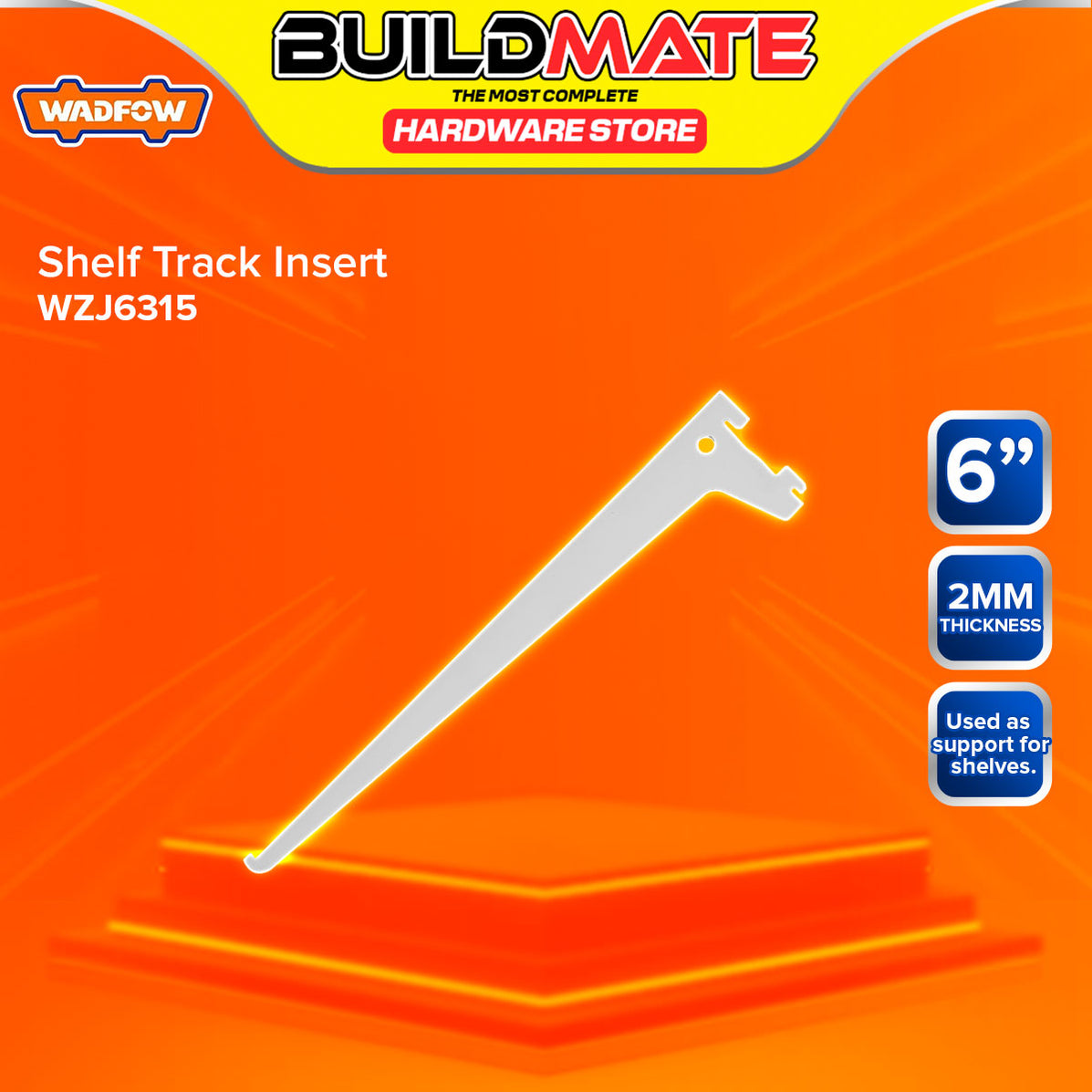 BUILDMATE Wadfow Adjustable Steel Shelf Track Support and Bracket Inse ...