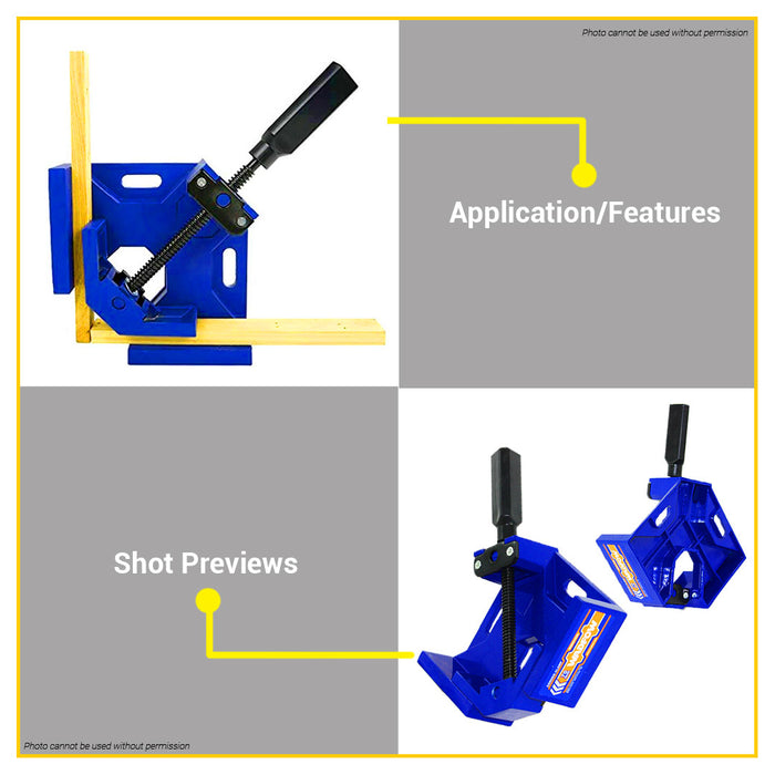 BUILDMATE Wadfow Corner Clamp Holder 70mm | 75mm Right Angle Clip Jaws Aluminum Alloy for Woodworking Frame & Welding Hand Fixing Clip - WHT
