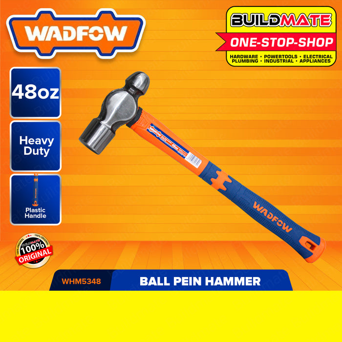 BUILDMATE Wadfow Ball Pein Ballpein Ball-peen Hammer 16oz | 24oz | 32oz | 48oz [SOLD PER PIECE] Unique Design Fiberglass Handle Drop-forged Hammerhead Double Striking Heads for Household Workshop Repair • WHT