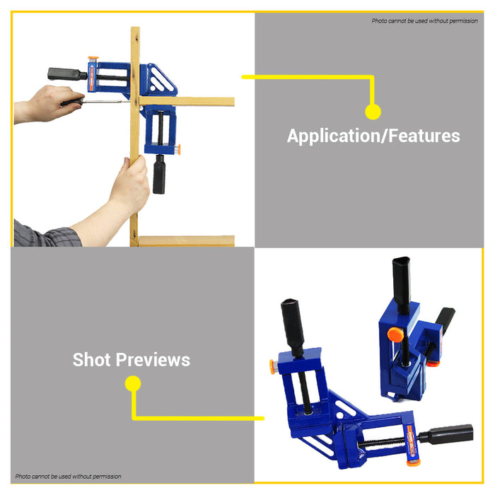 BUILDMATE Wadfow Corner Clamp Holder 70mm | 75mm Right Angle Clip Jaws Aluminum Alloy for Woodworking Frame & Welding Hand Fixing Clip - WHT