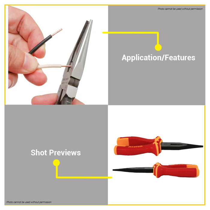BUILDMATE Wadfow Insulated Long Nose Pliers 6" | 8" Inch  Flat Wire Cutter Hand Tool for Bending WHT