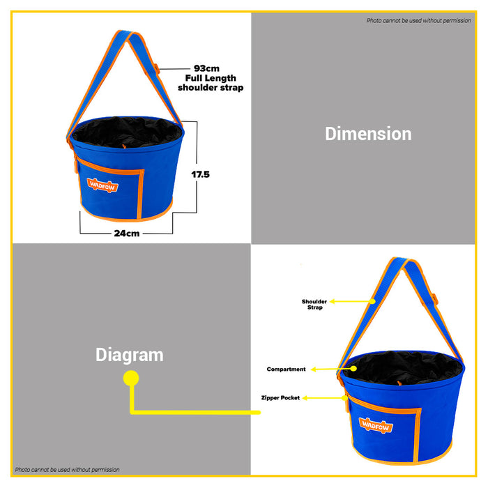 BUILDMATE Wadfow Tools Bag 250x200mm Stackable Tools Kit Organizer Storage Multi-Purpose WTG8101 WHT