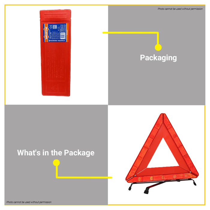 BUILDMATE Wadfow Warning Triangle Reflective Car Early Warning Device Red Road Sign WYJ3A43 • WHT