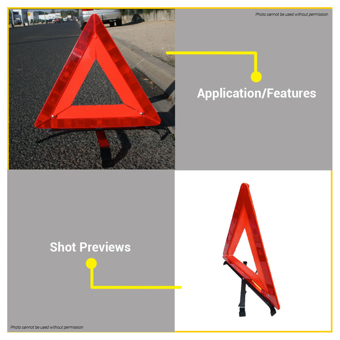BUILDMATE Wadfow Warning Triangle Reflective Car Early Warning Device Red Road Sign WYJ3A43 • WHT