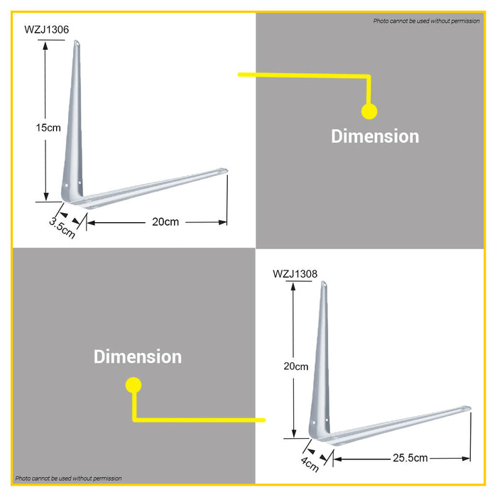 BUILDMATE Wadfow Heavy Duty Shelf Brackets 0.8MM - 1MM Thickness 4" - 12" Inch Angle Corner • WHT