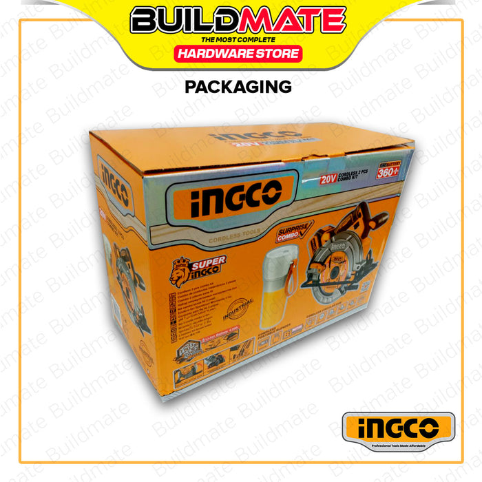 BUILDMATE Ingco 2pcs Lithium-Ion Cordless Combo Kit 20V Rechargeable Portable Blender and Brushless Circular Saw Power Tools Set COSLI240207 - ICPT