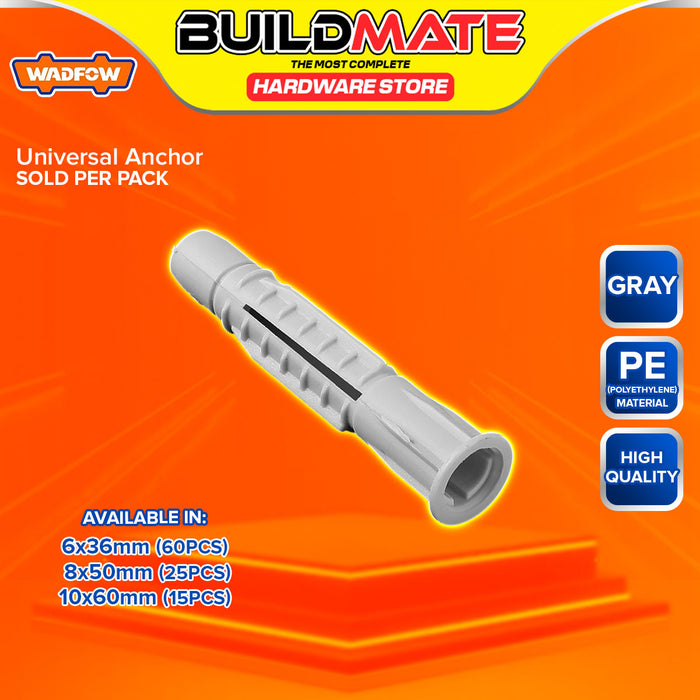 BUILDMATE Wadfow Universal Anchor PE Multi-Purpose Plastic Expansion Screw Concrete Fixing Anchor Wall Gripper SOLD PER PACK - WHT