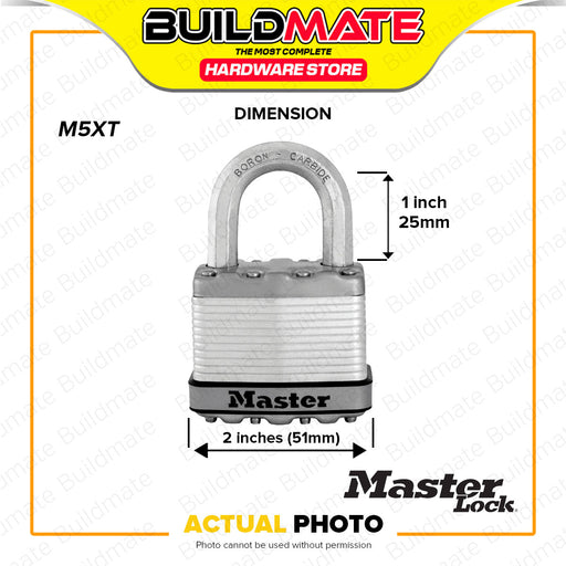 BUILDMATE Master Lock Laminated Padlock Keyed Alike 2x51mm Boron Carbide High Security Anti-Theft Steel Pad Lock M5XT