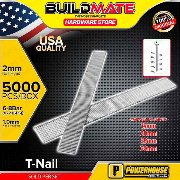 BUILDMATE Powerhouse T-Nail 15mm - 30mm Air Nailer T-Shaped Woodworking Framing Nailer Wood Fastening Nails - PHHT